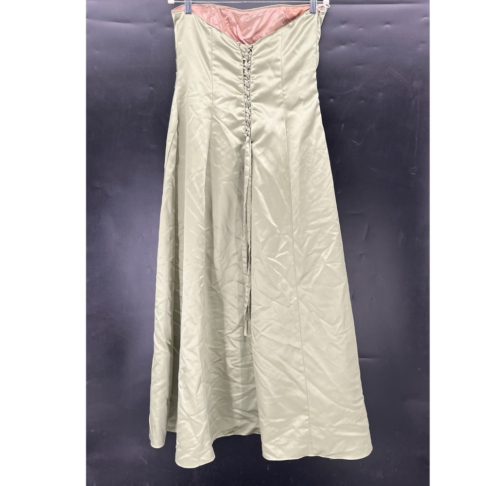 Vintage 90s y2k Sage Green Rinestone Strapless prom dress princess corset 13 14 - Picture 6 of 13